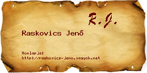 Raskovics Jenő névjegykártya