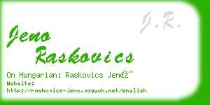 jeno raskovics business card